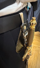 Masonic Sword Belt Holder Silver Black Leather Ceremonial Sword Scabbard Hanger picture