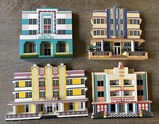 Vintage Sheila’s Shelf Sitter Miami Beach Florida Wooden Buildings – Set of 4 picture