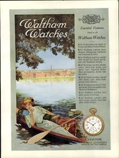 1914 PAPER AD 4 PG COLOR Waltham Watch 18 16 Size Hunting Open Face Vanguard picture