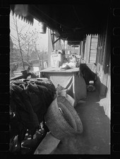 Photo:1930s Porch Table Buckets House Exterior Covered Walkway Carl Mydans picture