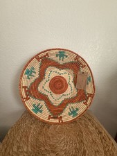 Vintage Tribal Woven Basket: Handmade Boho Home Decor (14.25 Inch) - picture