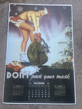 Vintage Dec 1944 Pinup Calendar Page Reprint “ Don’t Pack Your Mask” picture