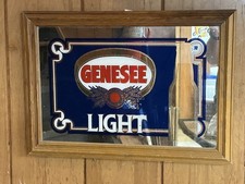 Vintage Genesee Light Beer Wood Framed Mirror Sign (17
