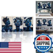 MAMAGO Large Bedroom Canvas Wall Art 3 Panels Graffiti Black Woman Poster picture