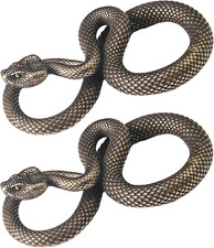 2Pcs Bronze Snake Figurine Decor High Simulation Fantasy Brass Vintage Style Sna picture