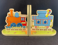 1989 TOOTLE LITTLE GOLDEN BOOK LAND ENESCO TRAIN WOODEN BOOK END SET VHTF VTG picture
