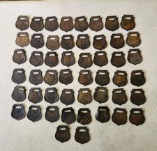 1884 MONON ROUTE The Hoosier Line Brass RAILROAD Baggage CLAIM TAGS Lot of 50 picture