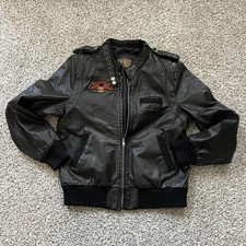 Vintage 80s G-III Harley Davidson Leather Bomber Jacket Womens M/L Pink Patch picture