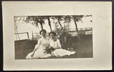 Antique RPPC Two Women Sitting Outdoors Early 1900s Velox Photo Postcard picture
