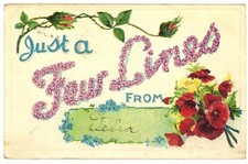 Floral Greeting Just a Few Lines Embossed Divided Back Postcard c1910s Posted picture