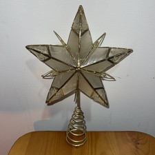 Stunning Vtg.  Gold  8”Christmas Star Tree Topper Ornament Shell  Philippines picture