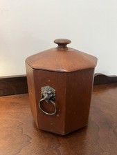 Vintage Carved Lions Head Handles Octagonal Wood Wooden Shaped Box Humidor MCM picture