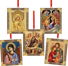 Religious Christmas Ornaments Nativity Holy Family Virgin Mary Set of 5 picture