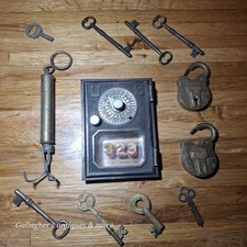 junk drawer lot vintage antique skeleton keys locks brass scales Collection picture