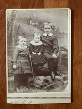 3 Adorable Children Antique Photo Cabinet Card picture