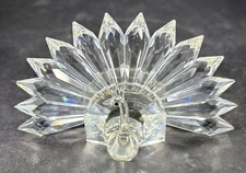 Vintage 1983 Iris Arc Lead Crystal Peacock Figurine Large Fan Tail 4.25