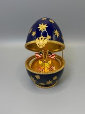REAL Fabergé Limoges France Patriotic Egg Trinket Box Blue Gold Stars No. 247 picture