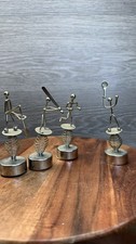 Vintage Mid Century Kinetic Wire Metal Sports Figurines Lot Of 4 Bobbleheads picture