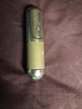 Vintage Semi Automatic Petrol Lighter Push Button Knurled Metal 3