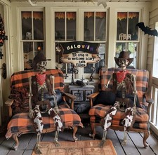 Yescom 2Pcs Halloween Life Size Cowboy Skeleton 5.6Ft Party Decor 2026 picture