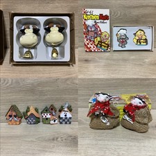 NOS VINTAGE Lot Of 10 Magnetic Memo Holders 1980s Retro Cats Cows Birdhouses picture