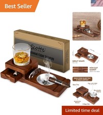 Elegant Whiskey Glass Tray & Cigar Ashtray Set - Ideal for Men’s Accessories picture