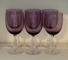 Set of 6 Vintage Fostoria Fascination Lilac Amethyst Water Goblets 6 3/4