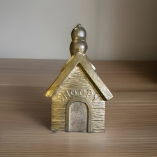 Leonard Peanuts Snoopy Doghouse Coin Bank Metal Vintage 1958 No Stopper picture