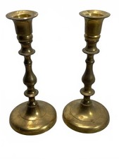 Pair of Vintage Solid Brass Candle Holders Made in India picture