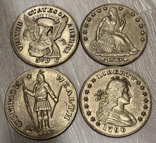 Vintage Burwood Products Set of 4 Large 7” Coin Wall Plaques Americana picture