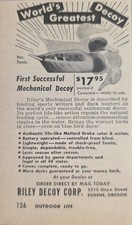 1956 Print Ad Riley's Mechanical Duck Decoys Mallard Drake Made in Eugene,Oregon picture