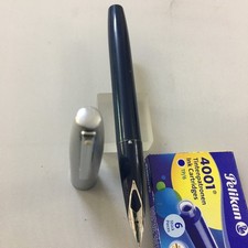 Sheaffer 440 Imperial Steel Dark Blue Steel Fine+NO converter+6 cart NEW USA picture