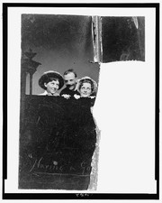 Photo:Two Women Man Peering Over Curtain Tintype Portrait 1880s picture