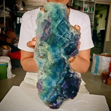 5.39LB Natural colored fluorite crystal tower specimen slice healing 2450g picture
