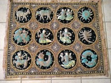 Vintage Thai Kalaga Zodiac Tapestry | Hand-Embroidered Wall Hanging | Pls READ picture