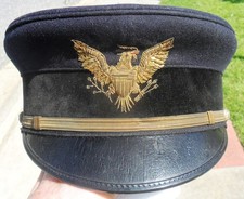 BEAUTIFUL BLUE M1902 VISOR CAP WITH BLACK VELVET BORDER FOR SENIOR OFFICER picture