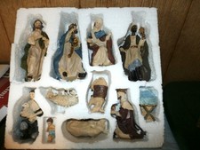 Vintage 1990’s Nativity Set 11 Piece Hand Crafter- Painted Christmas Decoration picture