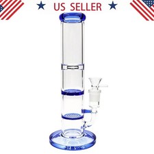 12in Glass Bongs Water Pipes Smoking Honeycomb and Turbine Perc bong w/19mm bowl picture