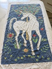 Rare HTF VTG 60s/70s Unicorn in Garden Medieval Tree Kitschy MCM Bath Towel picture