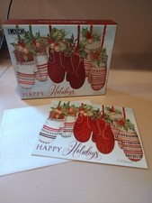 Lang ~ Snow and Cocoa Boxed Christmas Cards ~ Decorative Mittens ~ Linen ~ NEW picture