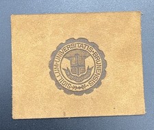 c1910 L20 Brown University College Seal Tobacco Leather Antique Providence RI picture