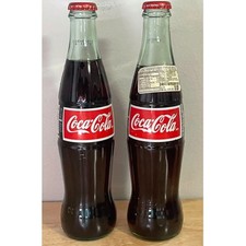 Vintage Coca Cola Mexico 355ml Glass Bottle Pair Sealed Full Coke 2002 Era picture