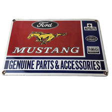 Vintage Ford Mustang Porcelain Sign - Gas Pump Porcelain Automobilia Parts Sign picture