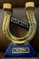 VINTAGE 1970 EZRA BROOKS 24 K GOLD HORSESHOE CLUB RENO, NV DECANTER picture