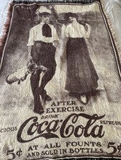VTG Coca-Cola 1993 Tapestry Blanket “After Exercise Drink Coca-Cola” 62x42 picture