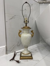Vintage Italian Regency White & Gold Gilt French Porcelain Urn Lamp picture
