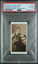 1931 W.D. & H.D. Wills 24 W. Disney / M. Mouse Cinema Stars Rookie Card RC PSA 4 picture