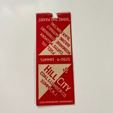 Hill City Coal & Lumber Co 1936 Summit NJ Vintage Matchbook Cover TMB84-2 picture