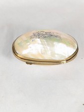 Antique 19thC French Mother of Pearl Abalone Shell Box Notre Dame Souvenir picture