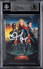 2019 Marvel Studios Captain Marvel Brie Larson Signed Promo Card BAS Beckett picture